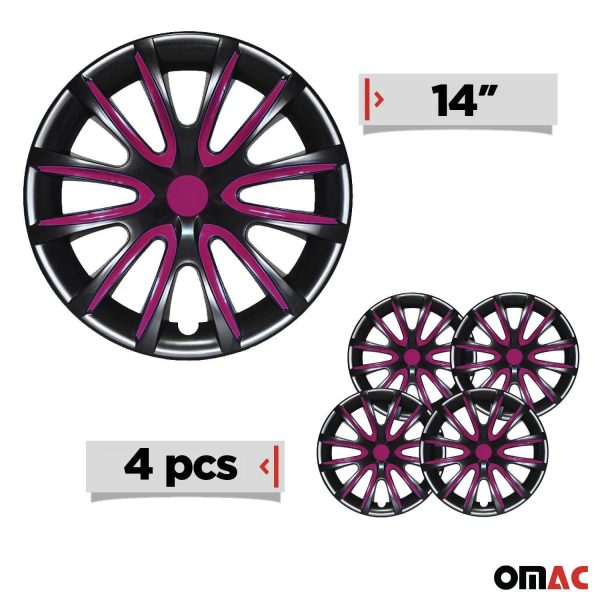 Bicolo Hub Caps Wheel Cover 14  Black & Violet Full Set 4 pcs. Online Sale - Image 3