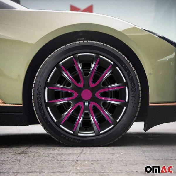 Bicolo Hub Caps Wheel Cover 14  Black & Violet Full Set 4 pcs. Online Sale - Image 2