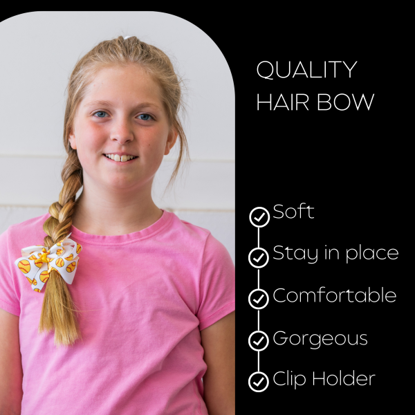 Softball Ball Sports Classic Hair Bow For Sale - Image 5