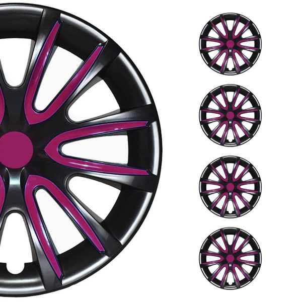 Bicolo Hub Caps Wheel Cover 14  Black & Violet Full Set 4 pcs. Online Sale